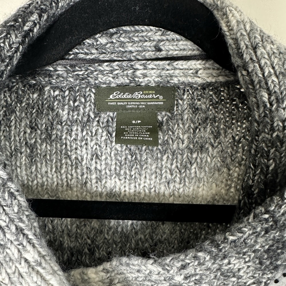 Eddie Bauer Cardigan Sweater Womens Small Black Gray Ombre Striped W/belt - Picture 4 of 8
